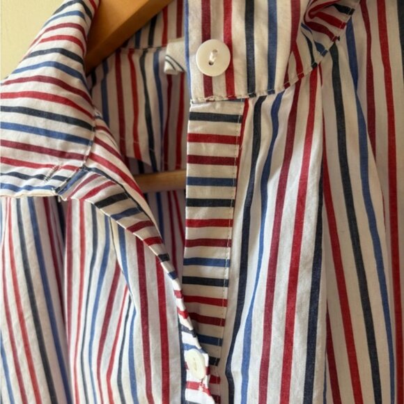 Tuckernuck Cute Cotton Striped Popover Short Sleeve Button Down Shirt Top SZ XS - Picture 10 of 12